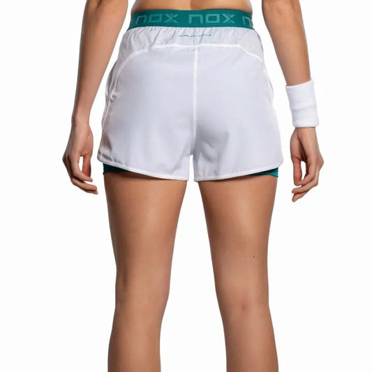 Short Nox Pro Blanco Verde Ivy Mujer