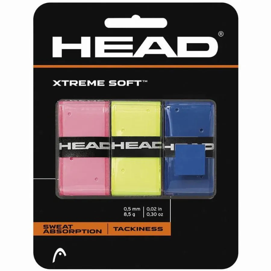Blister Overgrips Head Xtreme Soft Rosa Amarillo Azul 3 Unidades
